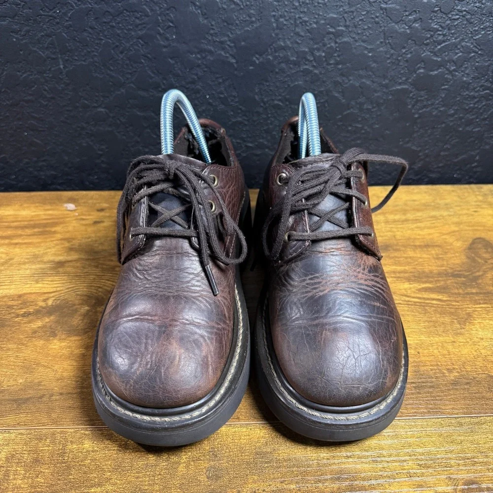 American Eagle 1977 Brown Leather Chunky Platform Oxfords Womens Size 38